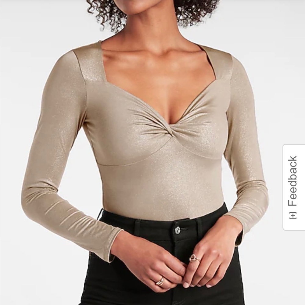 Body Contour Metallic Twist Front Thong Bodysuit